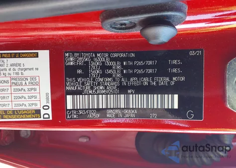 2021 Toyota 4Runner Sr5 из США, поврежденный, VIN JTEMU5JRXM5925101